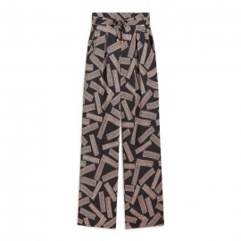 Pantalón ancho de mujer de punto con estampado bicolor paz torras