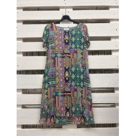 VESTIDO ESTAMPADO GASA CON VOLANTES MUJER ROSSAN