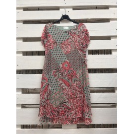 VESTIDO ESTAMPADO GASA CON VOLANTES MUJER ROSSAN