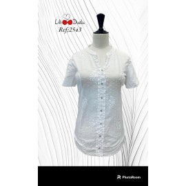 Camiseta bordada blanca de mujer Lili Dudu 