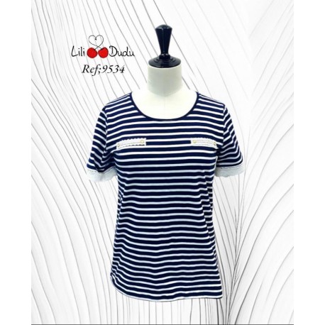 CAMISETA RAYAS AZUL MARINO MUJER LILI DUDU