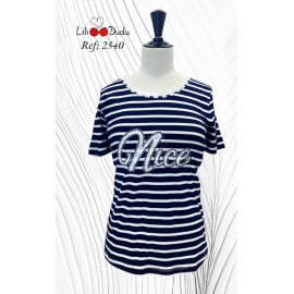 CAMISETA RAYAS AZUL MARINO MUJER LILI DUDU