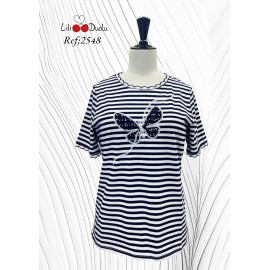 CAMISETA RAYAS AZUL MARINO MUJER LILI DUDU