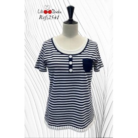 CAMISETA RAYAS AZUL MARINO MUJER LILI DUDU