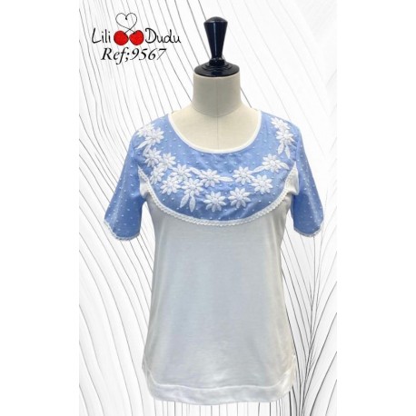 Camiseta con bordado  blanca de Lili Dudu